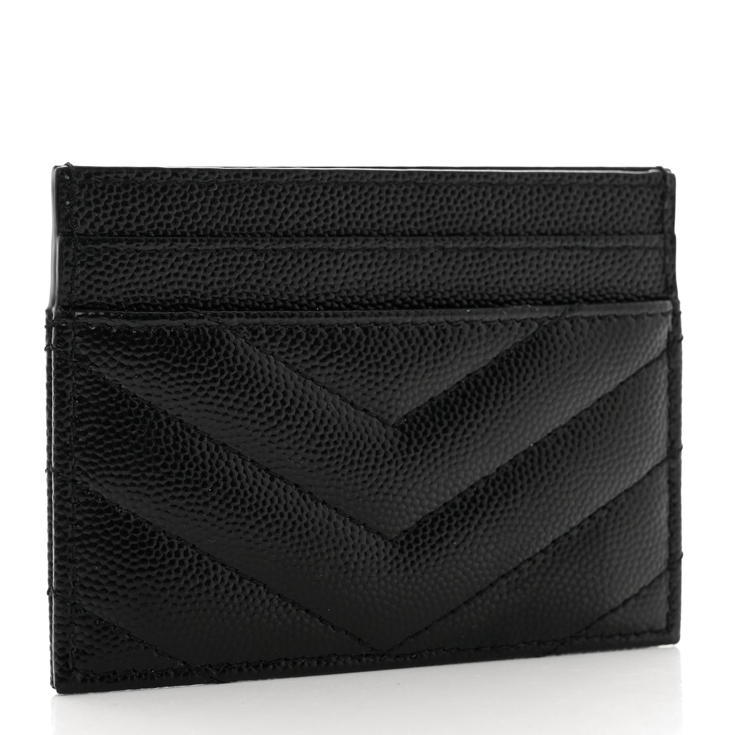 Grain De Poudre Matelasse Chevron Monogram Credit Card Case Black