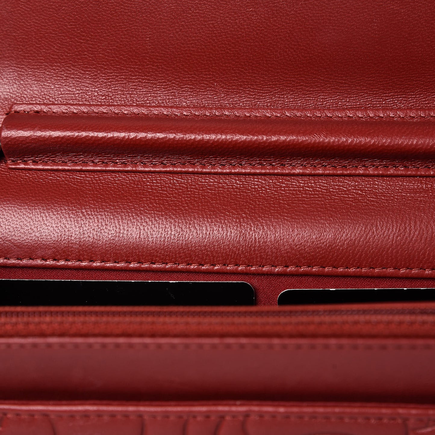 Lambskin Camellia Embossed Wallet On Chain WOC Red