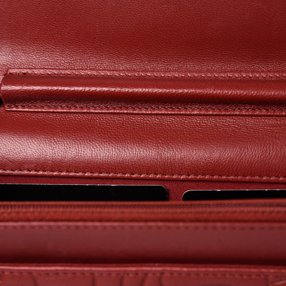 Chanel Lambskin Camellia Embossed Wallet On Chain WOC Red 12 of 17
