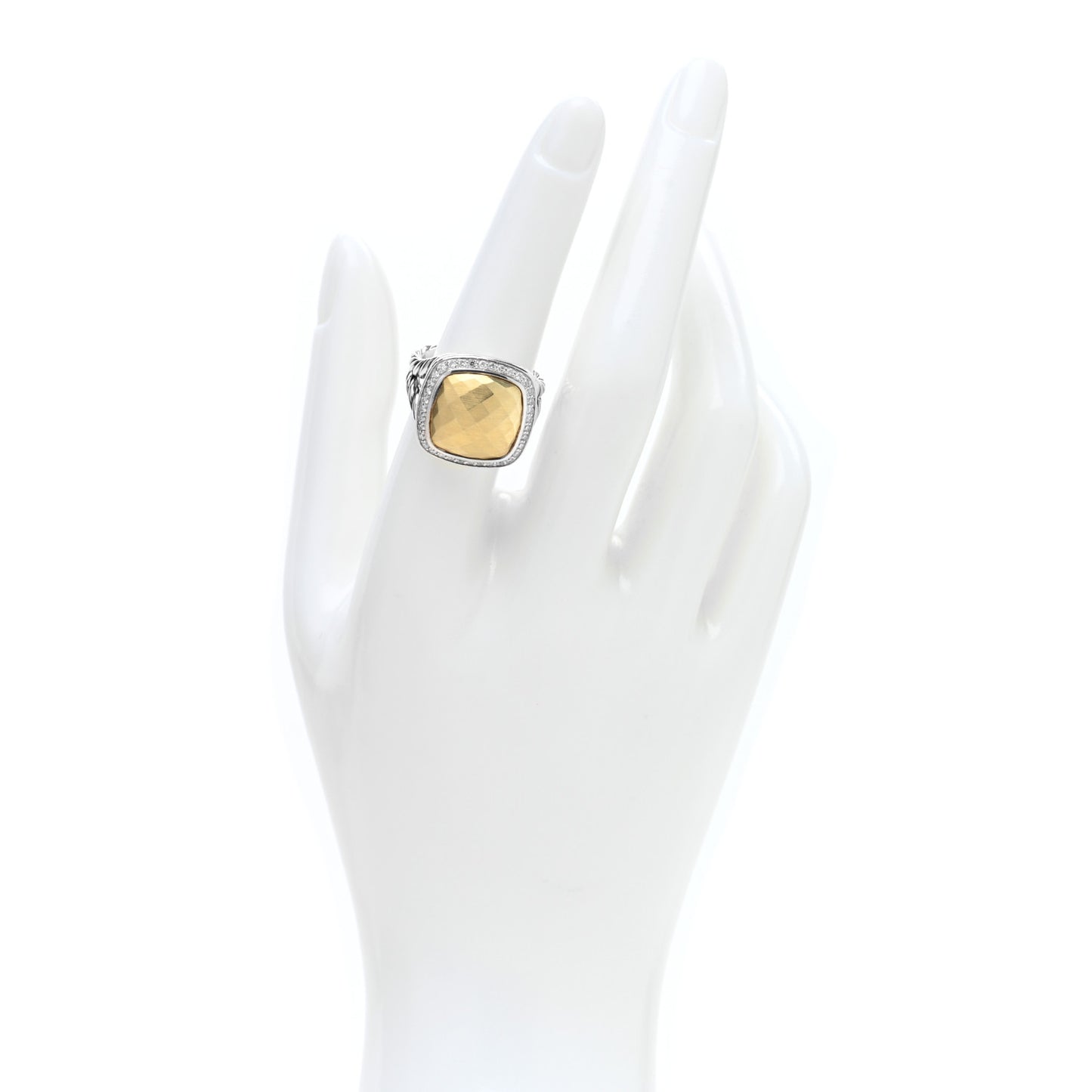 Sterling Silver 18K Yellow Gold Diamond 14mm Albion Statement Ring 54 7