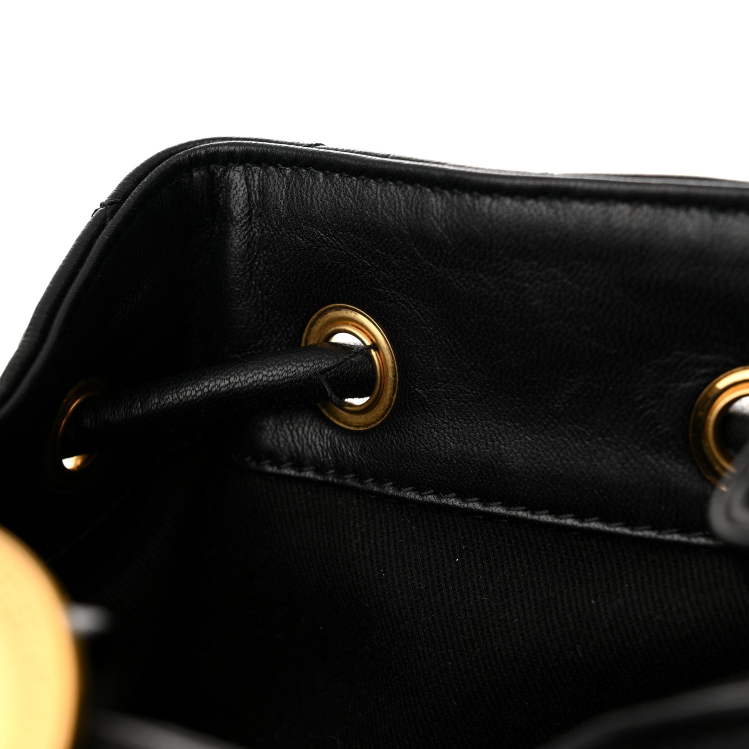 Versace Calfskin Quilted Medusa Tribute Drawstring Backpack Black 10 of 10