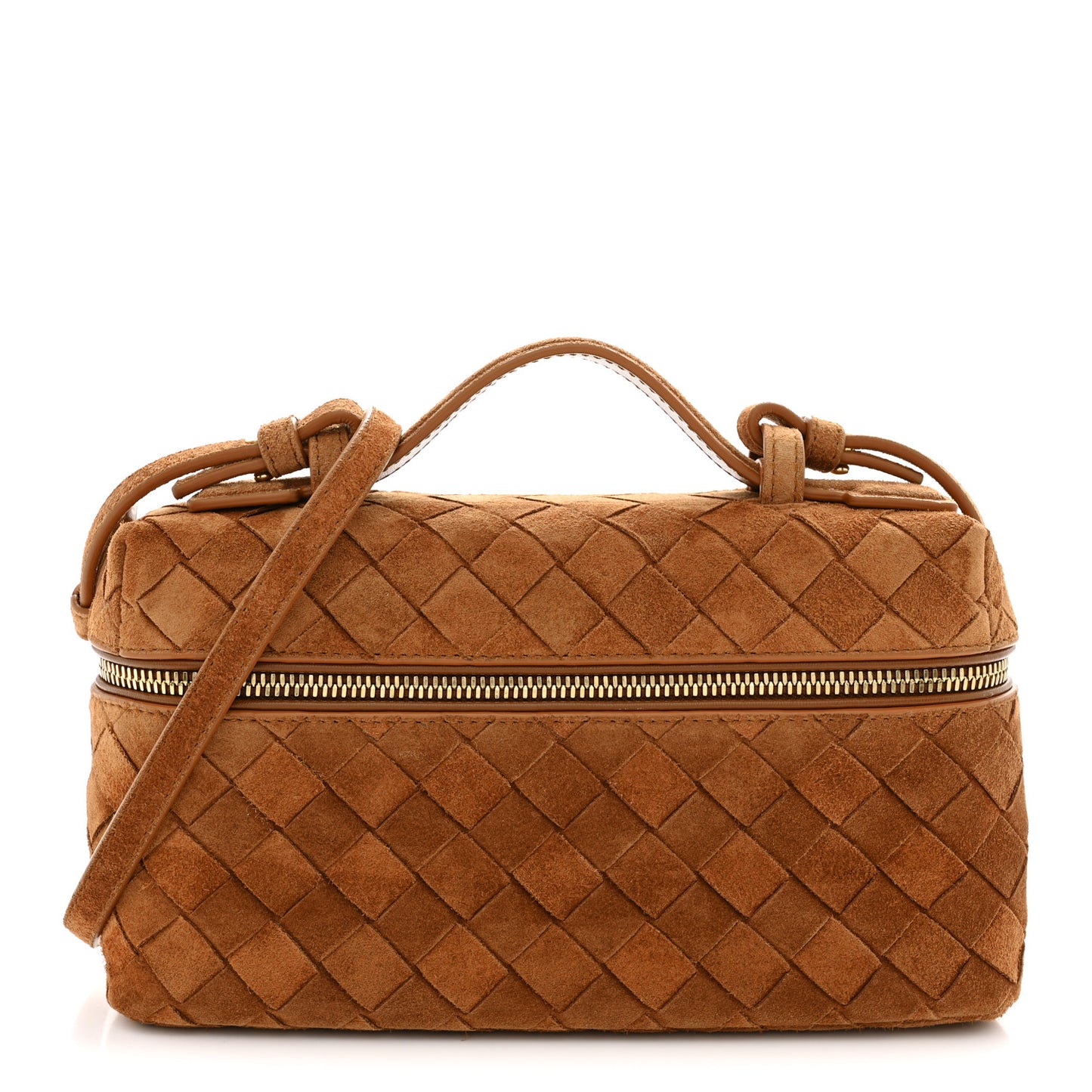 Suede Intrecciato Bang Bang Vanity Case Amber