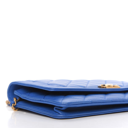 Chanel Lambskin Quilted Boy Wallet On Chain WOC Blue 6 of 12