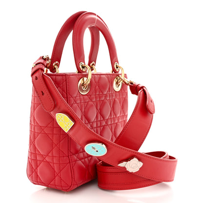 Christian Dior Lambskin Cannage Small Lucky Badges My Lady Dior Red 3 of 10