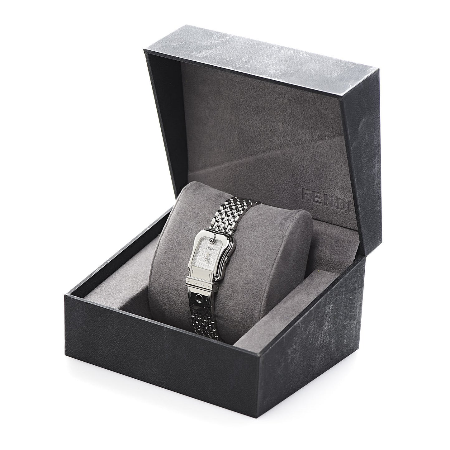 Stainless Steel Diamond 23mm 3800L Buckle Quartz Watch Silver