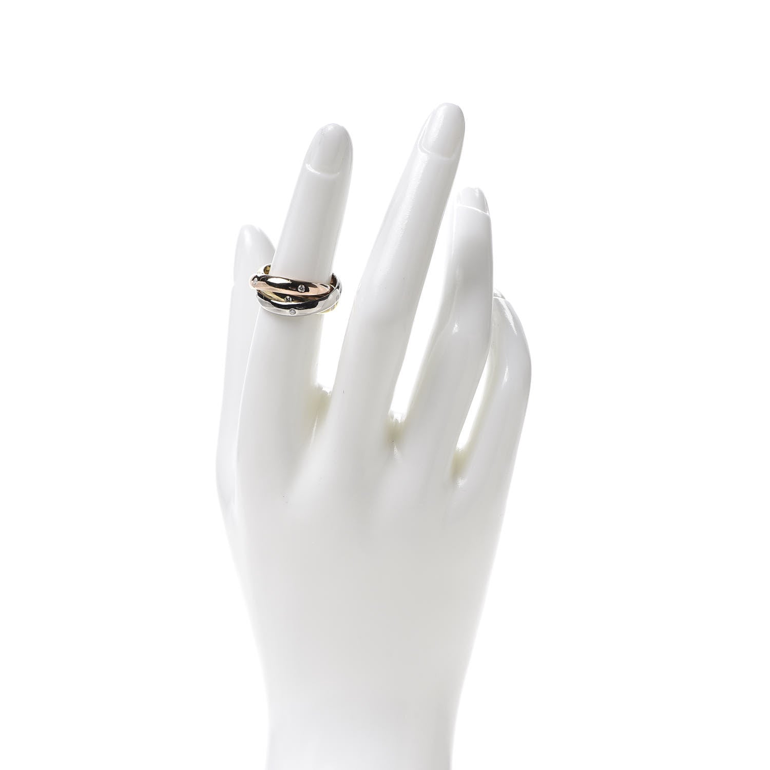 Cartier 18K Pink Yellow White Gold Diamond Medium Trinity Ring 51 5.75 2 of 8