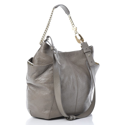Jimmy Choo Glossy Grained Deerskin Anna Shoulder Bag Moonstone 3 of 10