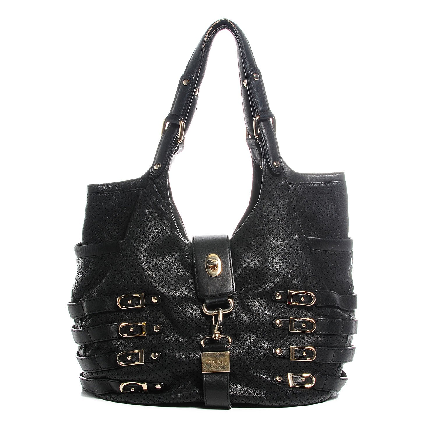 Jimmy Choo Perforated Bardia Hobo Black 1 of 6