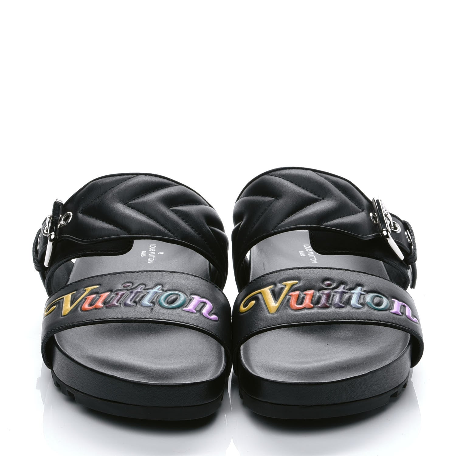 Louis Vuitton Calfskin New Wave Bom Dia Mule Sandals 37 Black 4 of 9
