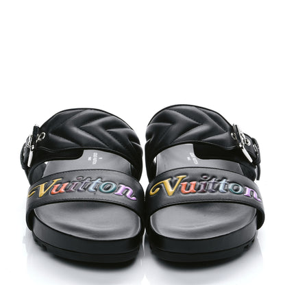 Louis Vuitton Calfskin New Wave Bom Dia Mule Sandals 37 Black 4 of 9