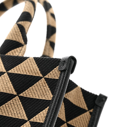 Prada Jacquard Saffiano Triangolo Symbole Embroidered Small Tote Black Corda 10 of 10