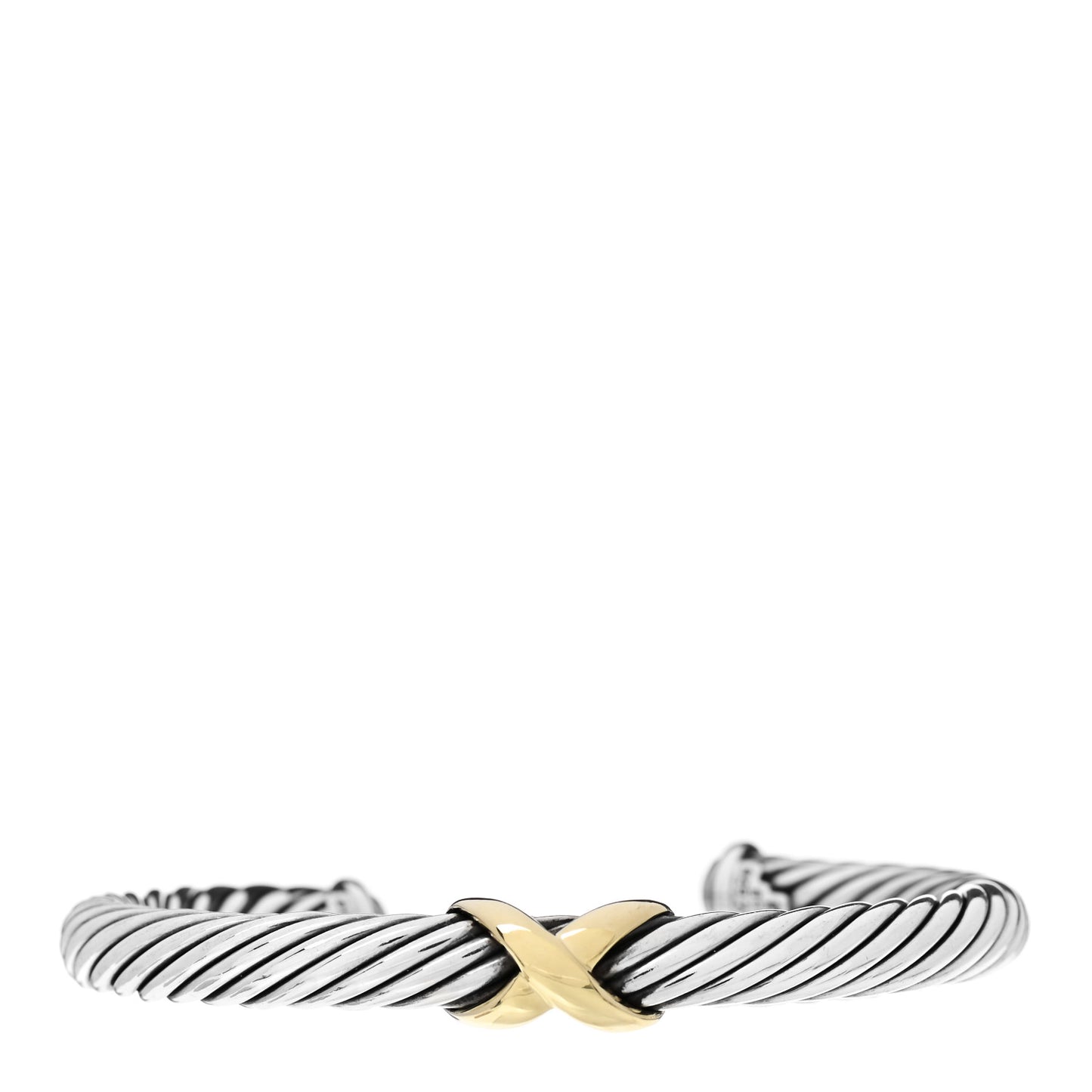 Sterling Silver 14K Yellow Gold 7mm X Station Cable Bracelet