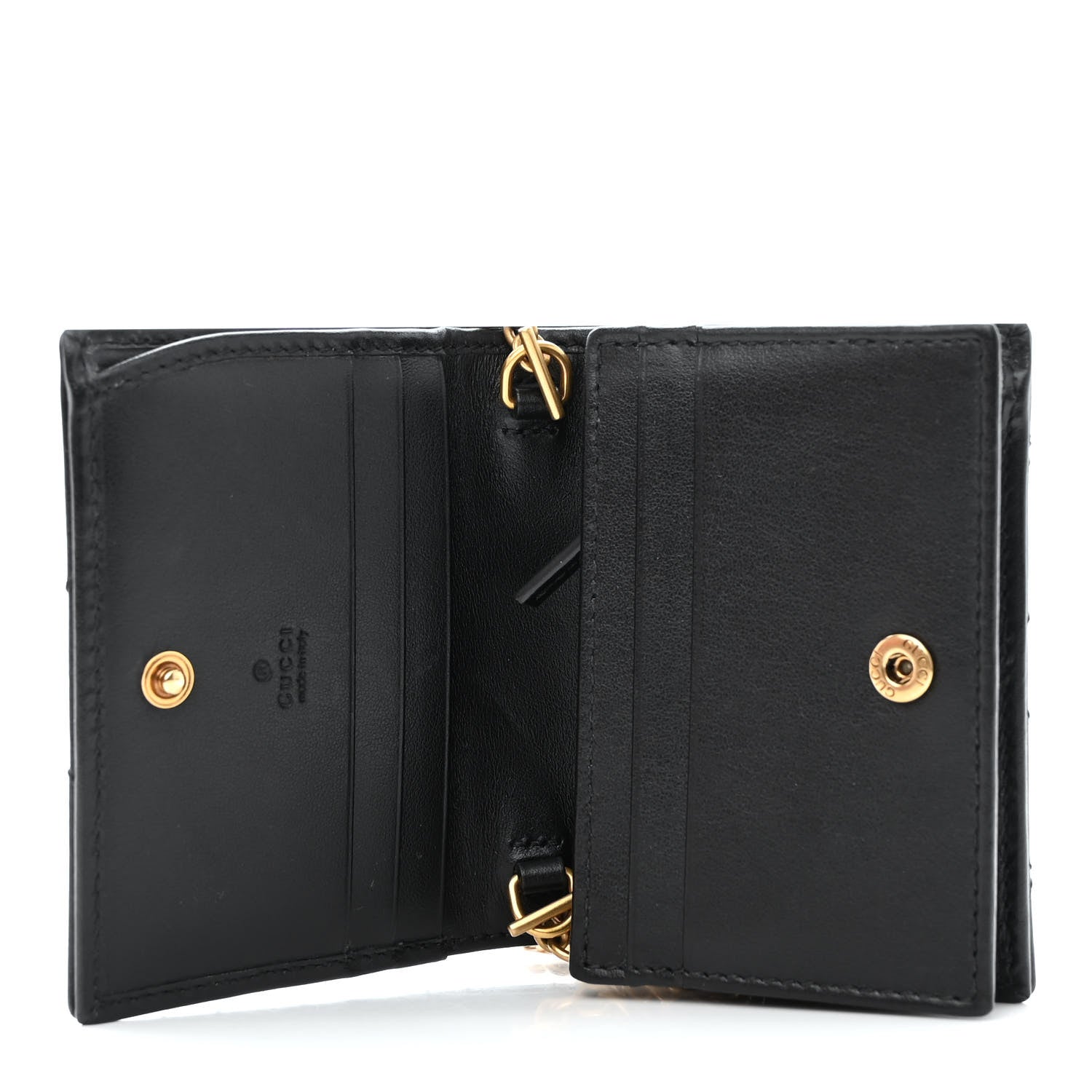 Gucci Calfskin Matelasse GG Marmont Mini Wallet On Chain Black 5 of 11