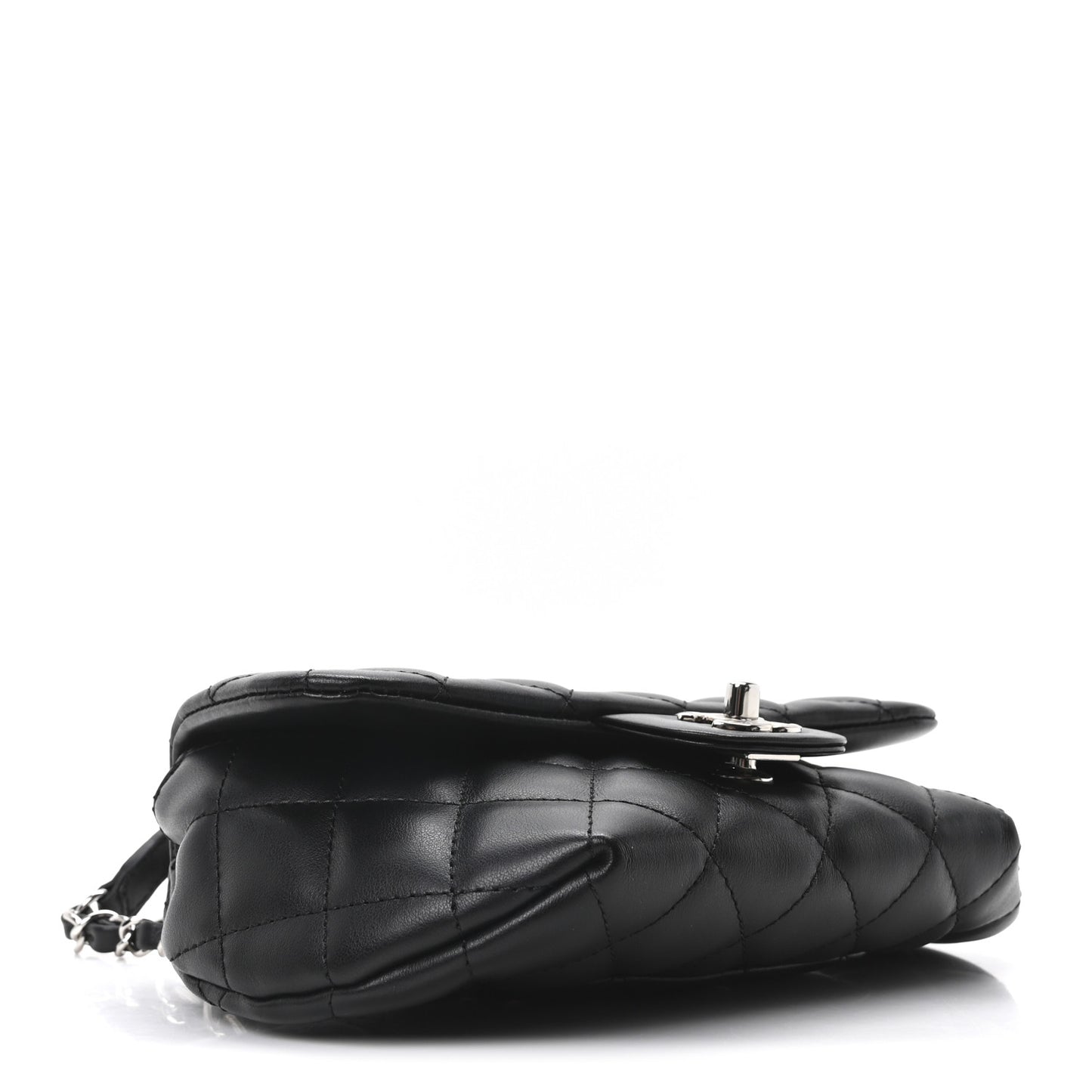 Calfskin Quilted CC Uniform Flap Belt Bag Black