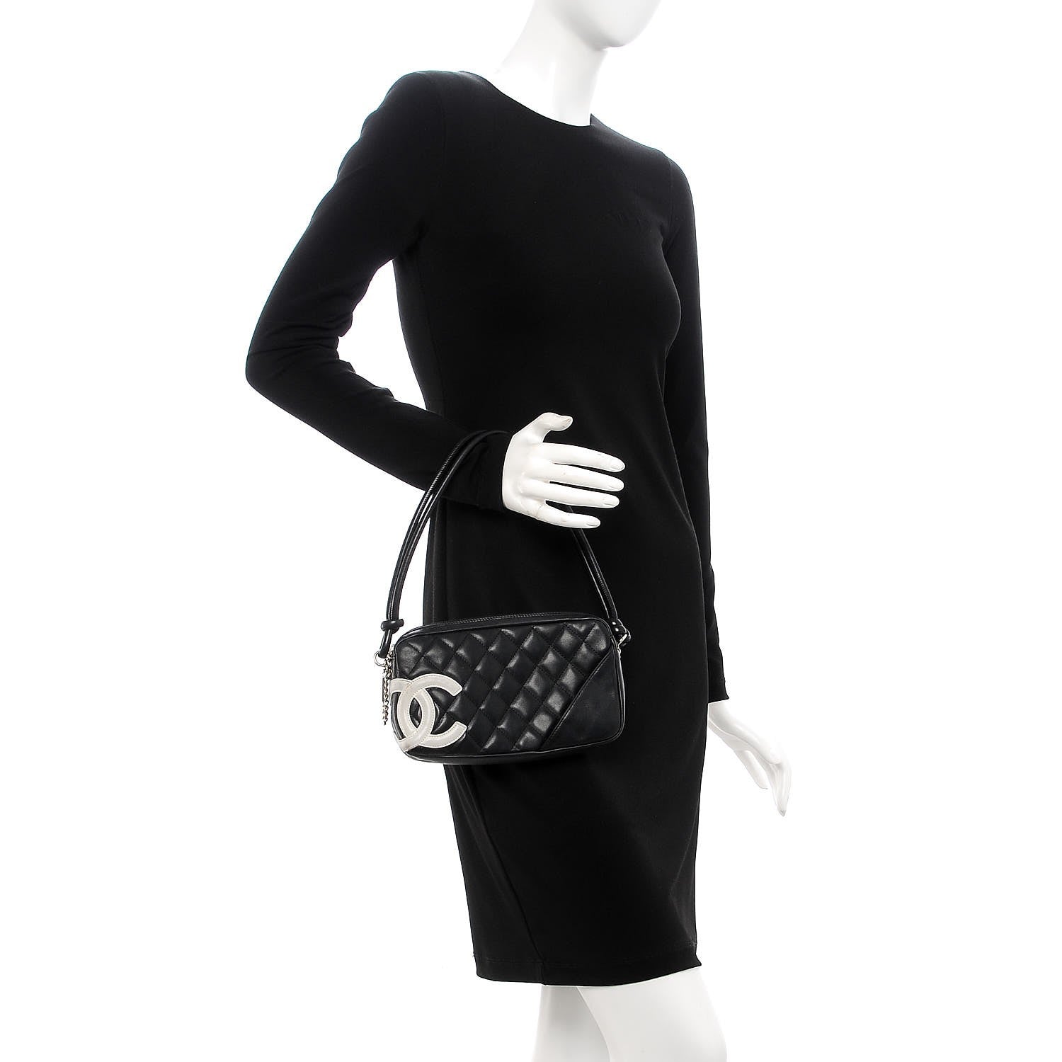Chanel Calfskin Quilted Cambon Pochette Black White 2 of 15