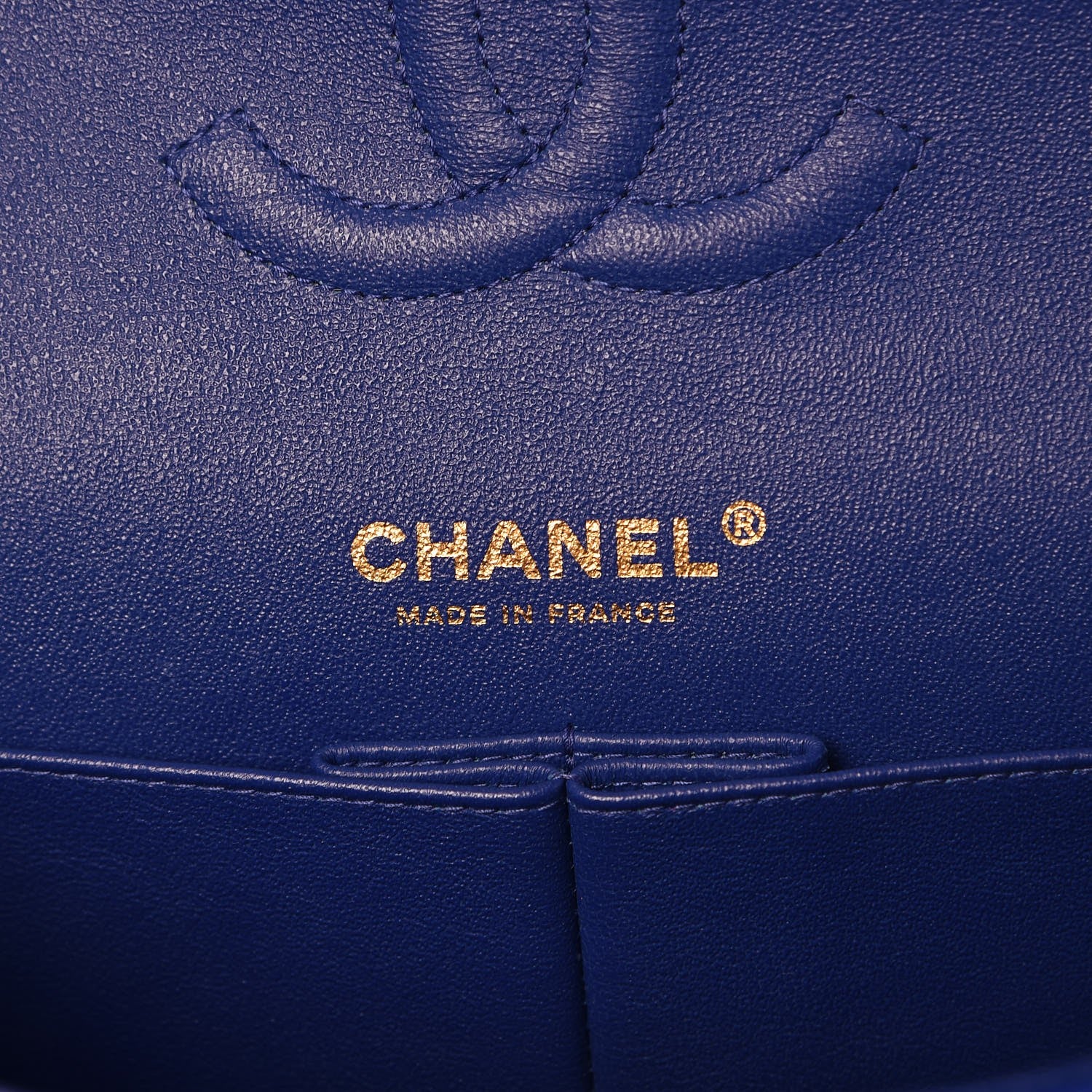 Chanel Lambskin Quilted Medium Double Flap Dark Blue 7 of 10