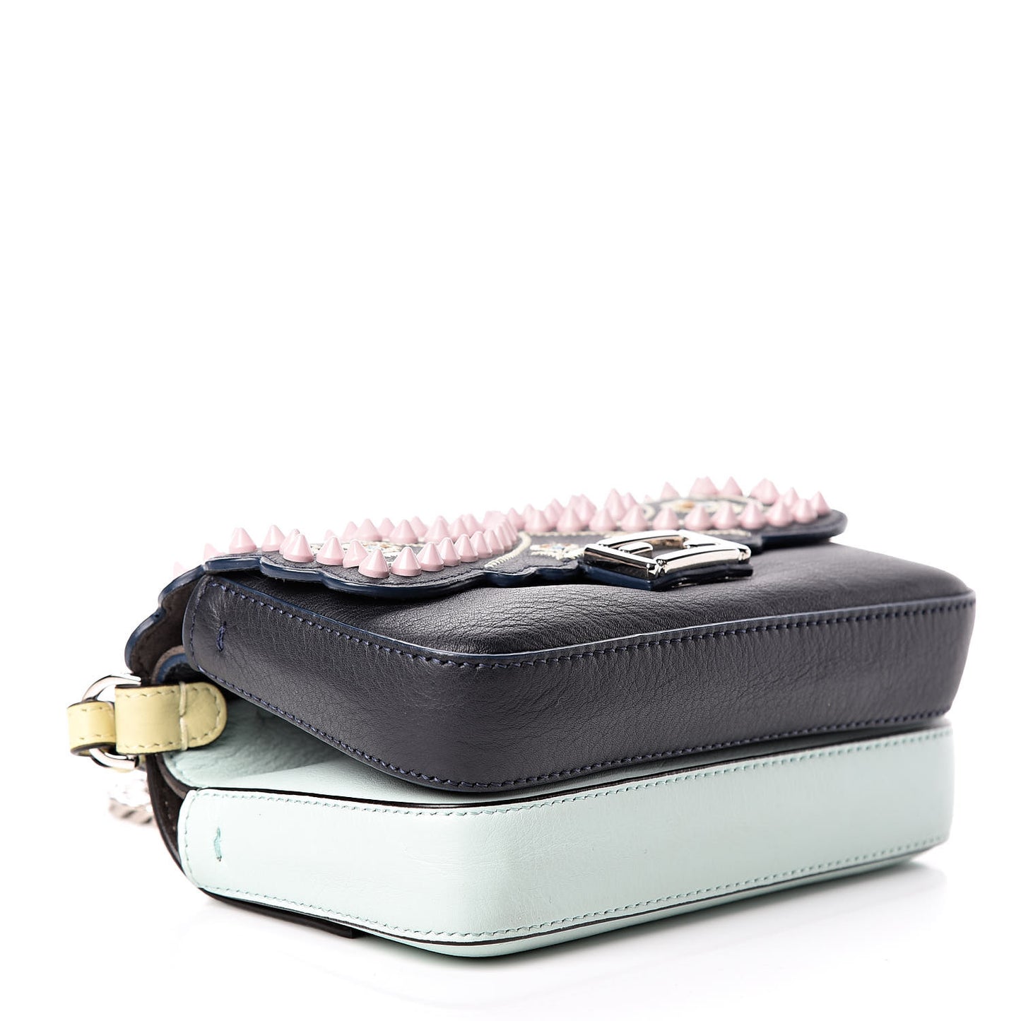 Vitello Dolce Flowers and Bows Bi-Color Scalloped Micro Double Baguette Blue Notte Fairy Green Multicolor