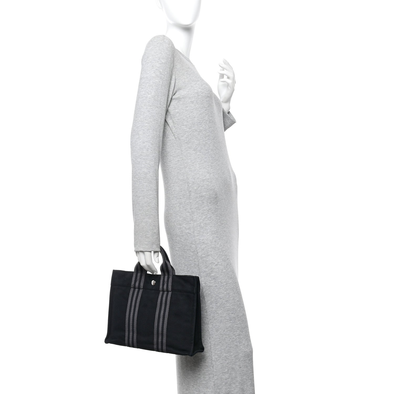 Hermes Canvas Herline PM Tote  Black 3 of 19