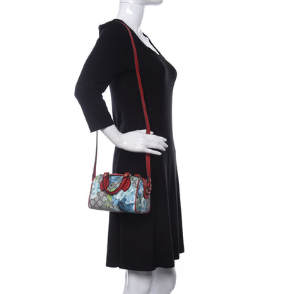 Gucci GG Supreme Monogram Blooms Mini Boston Navy Blue Hibiscus 2 of 9