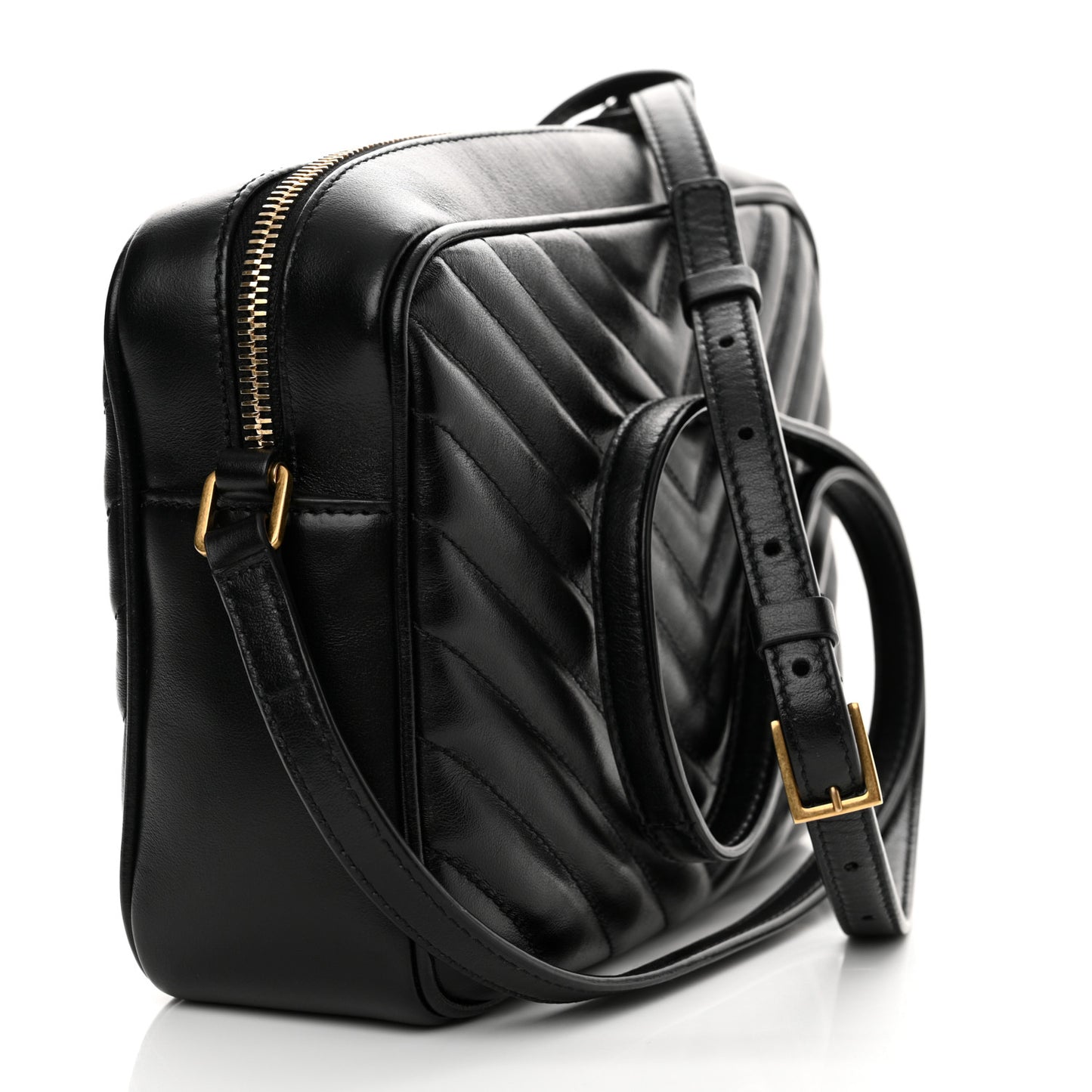 Calfskin Matelasse Monogram Lou Camera Bag Black