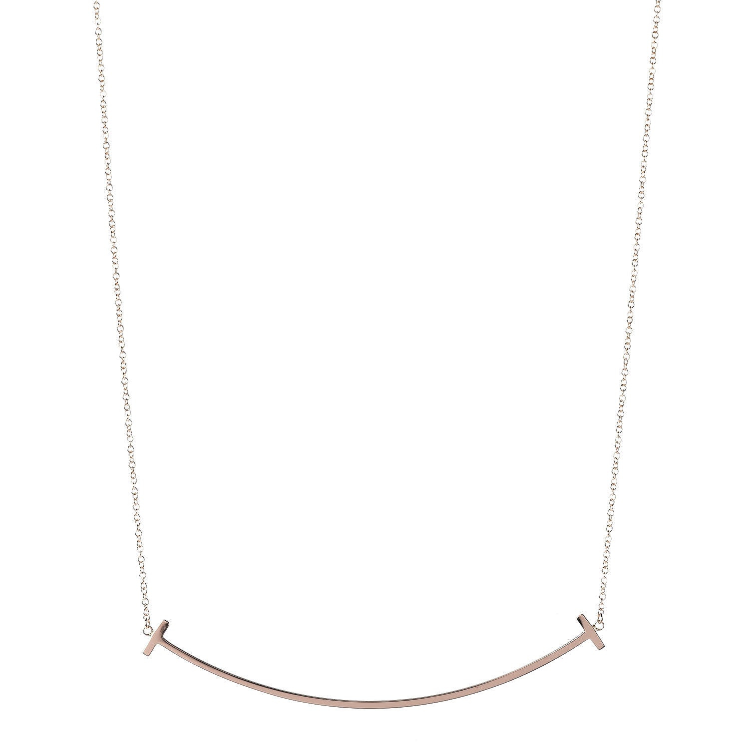 Tiffany 18K Rose Gold T Smile Pendant Necklace 1 of 6