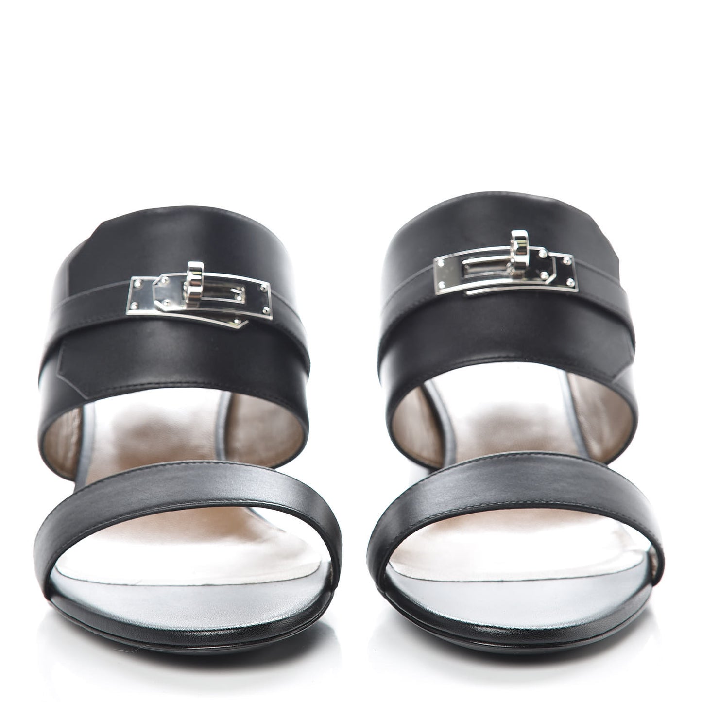 Calfskin Ovation Buckle Sandals 38 Black