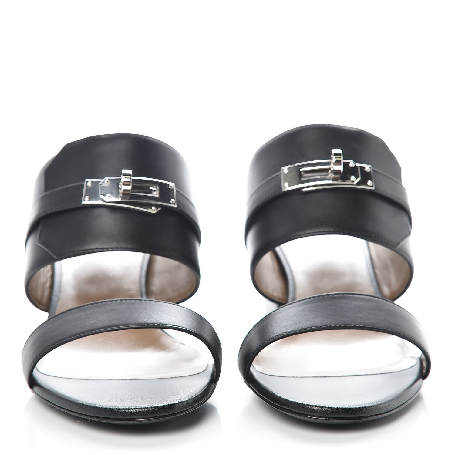 Hermes Calfskin Ovation Buckle Sandals 38 Black 2 of 8