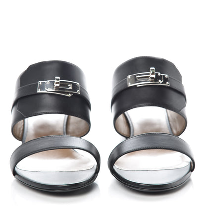 Hermes Calfskin Ovation Buckle Sandals 38 Black 2 of 8