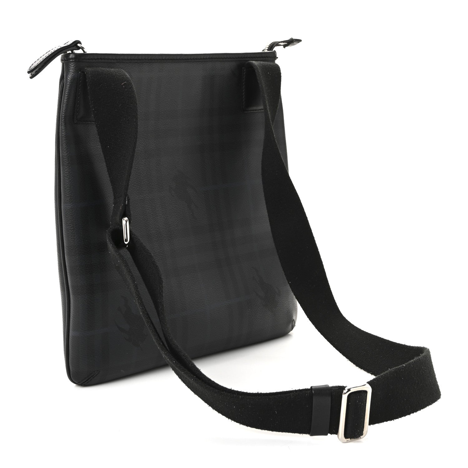 Burberry Haymarket Check Crossbody Messenger Bag Black 3 of 10