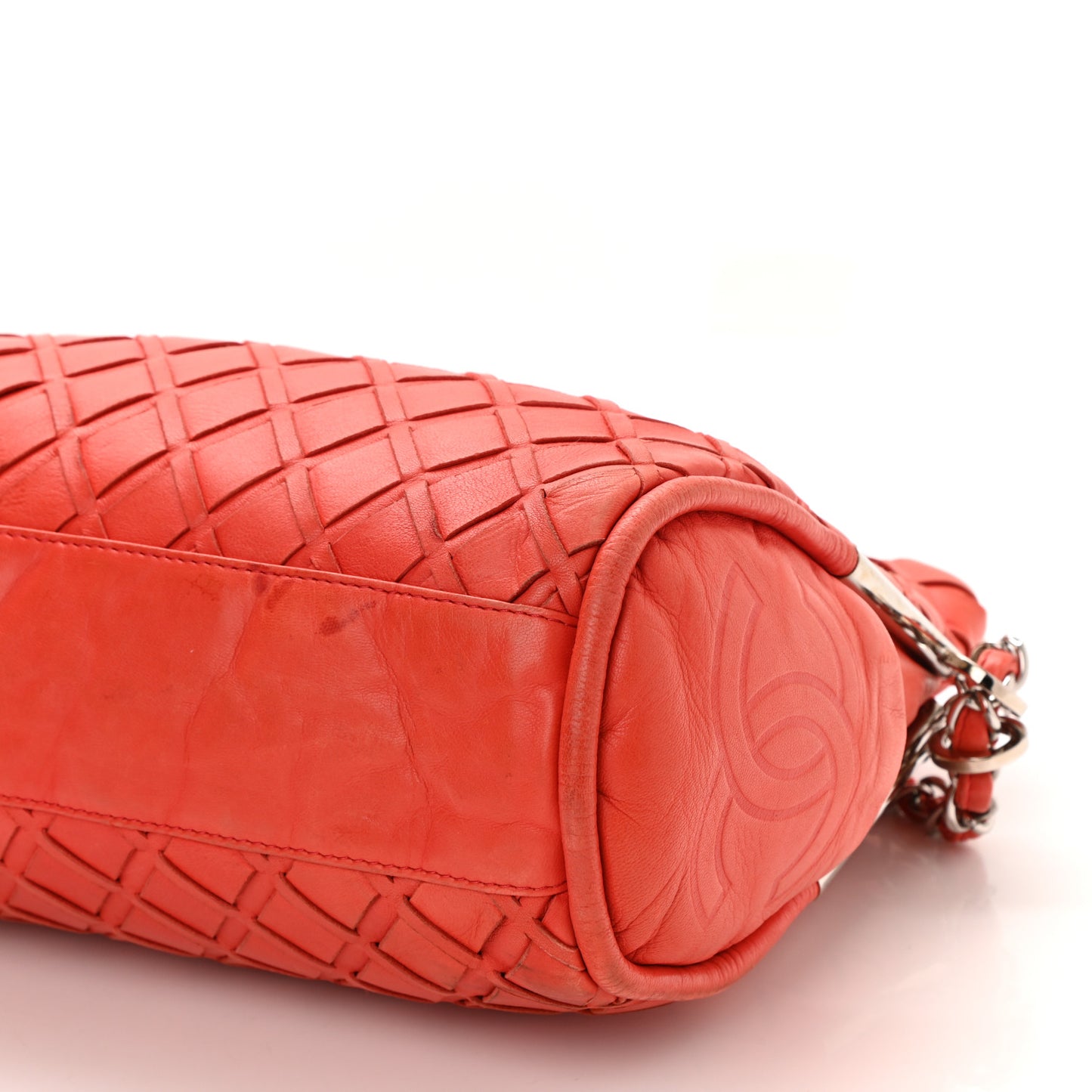 Lambskin Woven Medium Ultimate Soft Sombrero Hobo Red