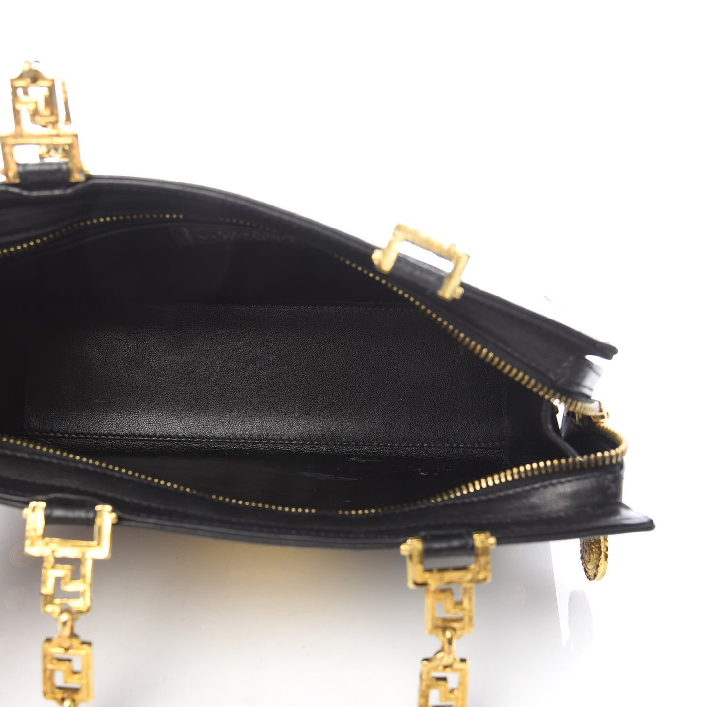 Calfskin Medallion Tribute Chain Shoulder Bag Black