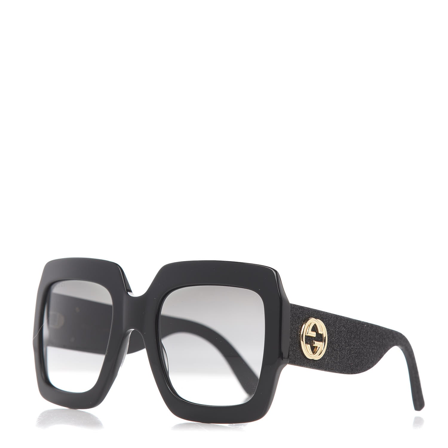 Gucci Square Frame Glitter GG0102S Sunglasses Black 1 of 8