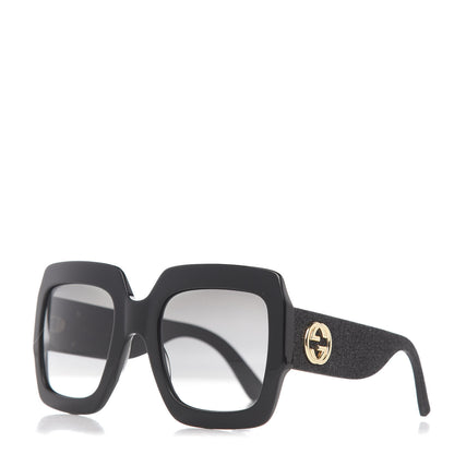 Gucci Square Frame Glitter GG0102S Sunglasses Black 1 of 8