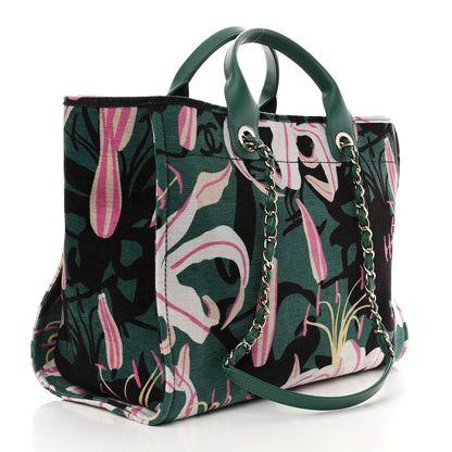 Chanel Velvet Calfskin Beaded Medium Deauville Tote Pink Green Black 4 of 11