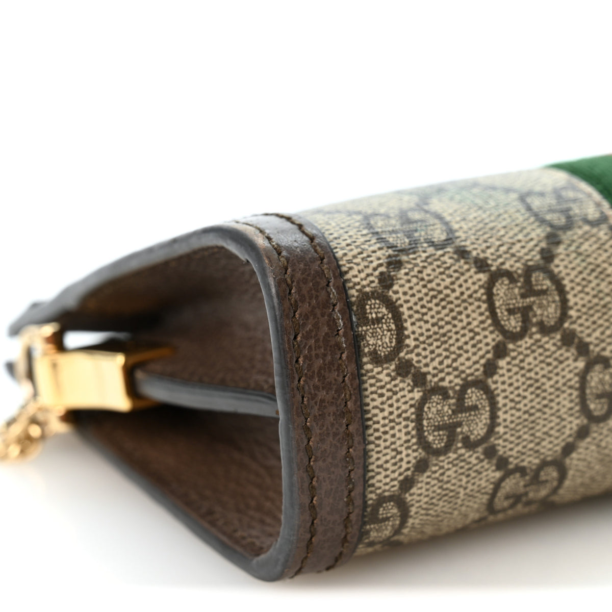 Gucci GG Supreme Monogram Textured Dollar Calfskin Web Mini Ophidia Chain Shoulder Bag Beige Ebony New Acero 9 of 11