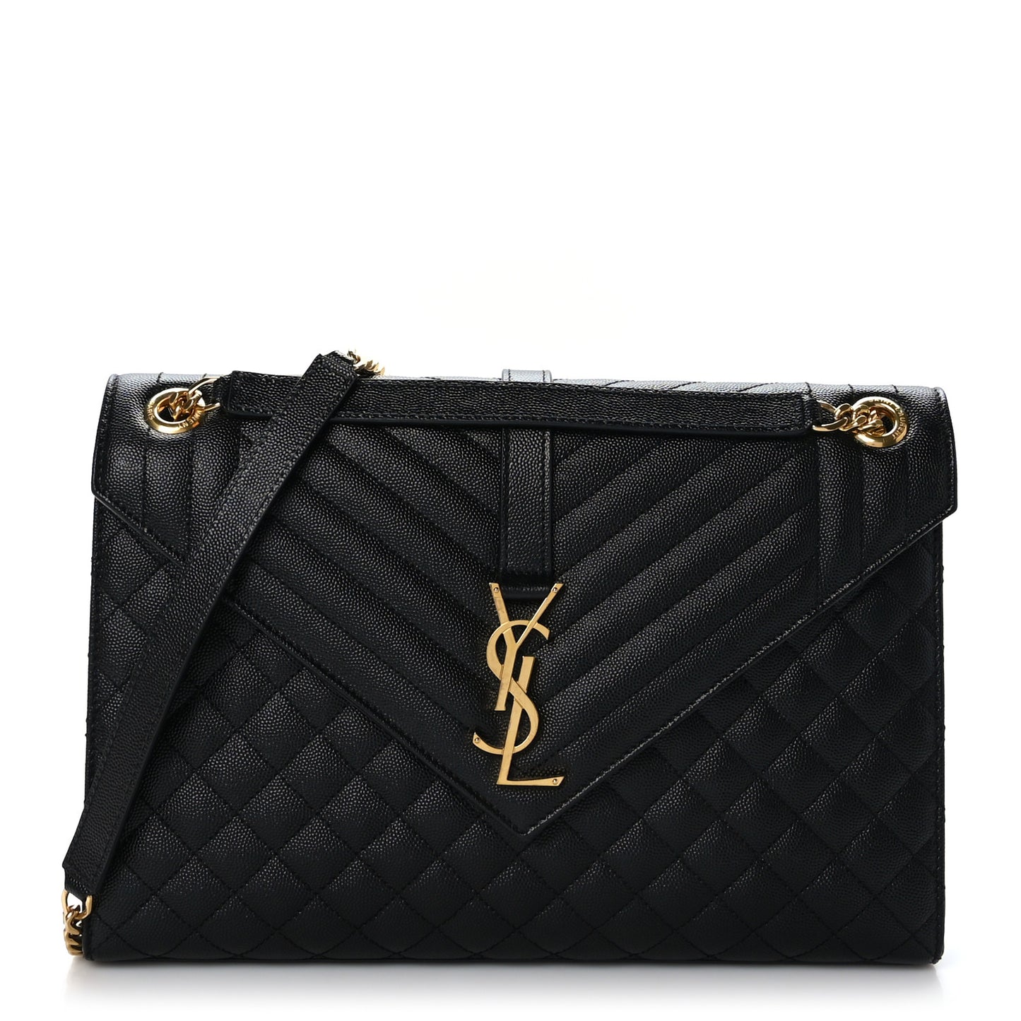 Grain De Poudre Textured Mixed Matelasse Large Triquilt Monogram Satchel Black