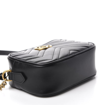 Gucci Calfskin Matelasse Mini GG Marmont Chain Shoulder Bag Black 4 of 10