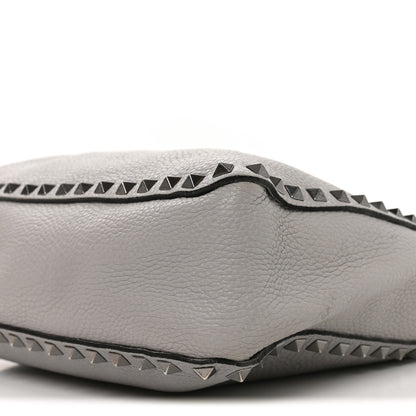 Valentino Garavani Pebbled Calfskin Small Rockstud Flip-Lock Messenger Bag Grey 8 of 8