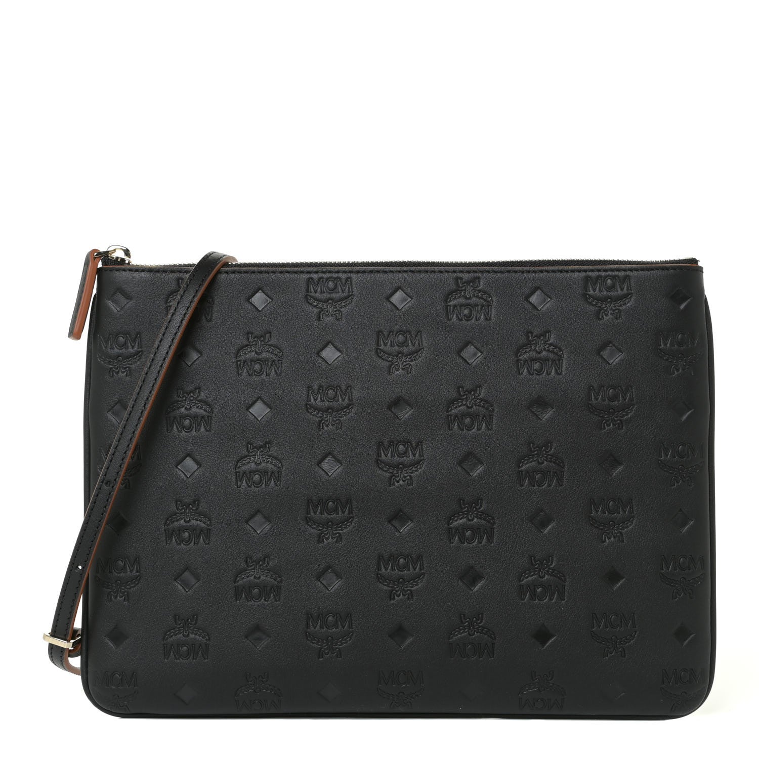 MCM Calfskin Monogram Klara Crossbody Pouch Black 1 of 10