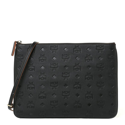 MCM Calfskin Monogram Klara Crossbody Pouch Black 1 of 10