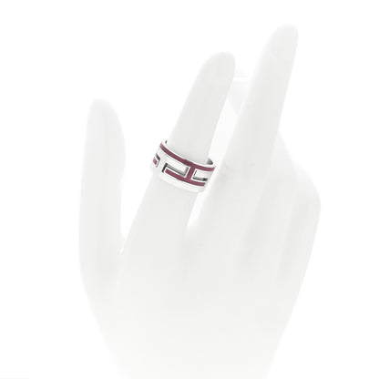 Hermes Sterling Silver Enamel Arcane Move H Ring 51 5.75 Rose 2 of 4