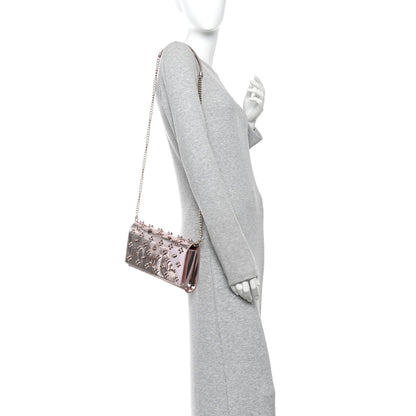 Christian Louboutin Metallic Patent Calfskin Spikes Loubinthesky Paloma Clutch Vintage Rose 2 of 12
