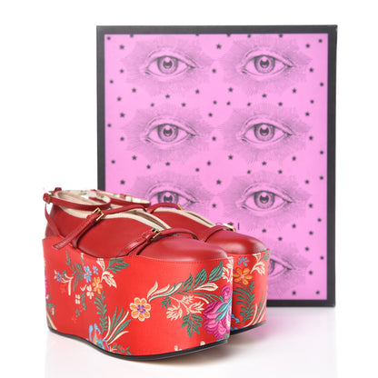 Gucci Malaga Kid Silk Hannelore Detachable Platform Slide 36 Hibiscus Red 16 of 16
