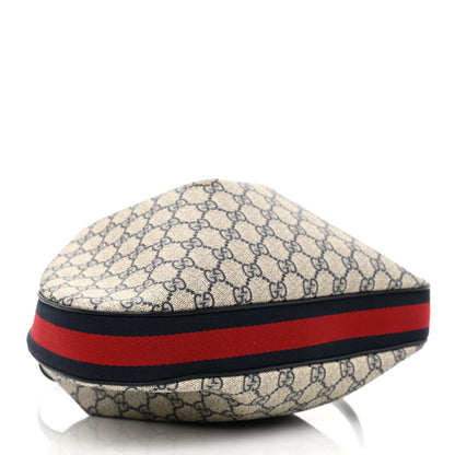 Gucci GG Supreme Monogram Textured Calfskin Web Large Attache Shoulder Bag Beige Blue 4 of 11