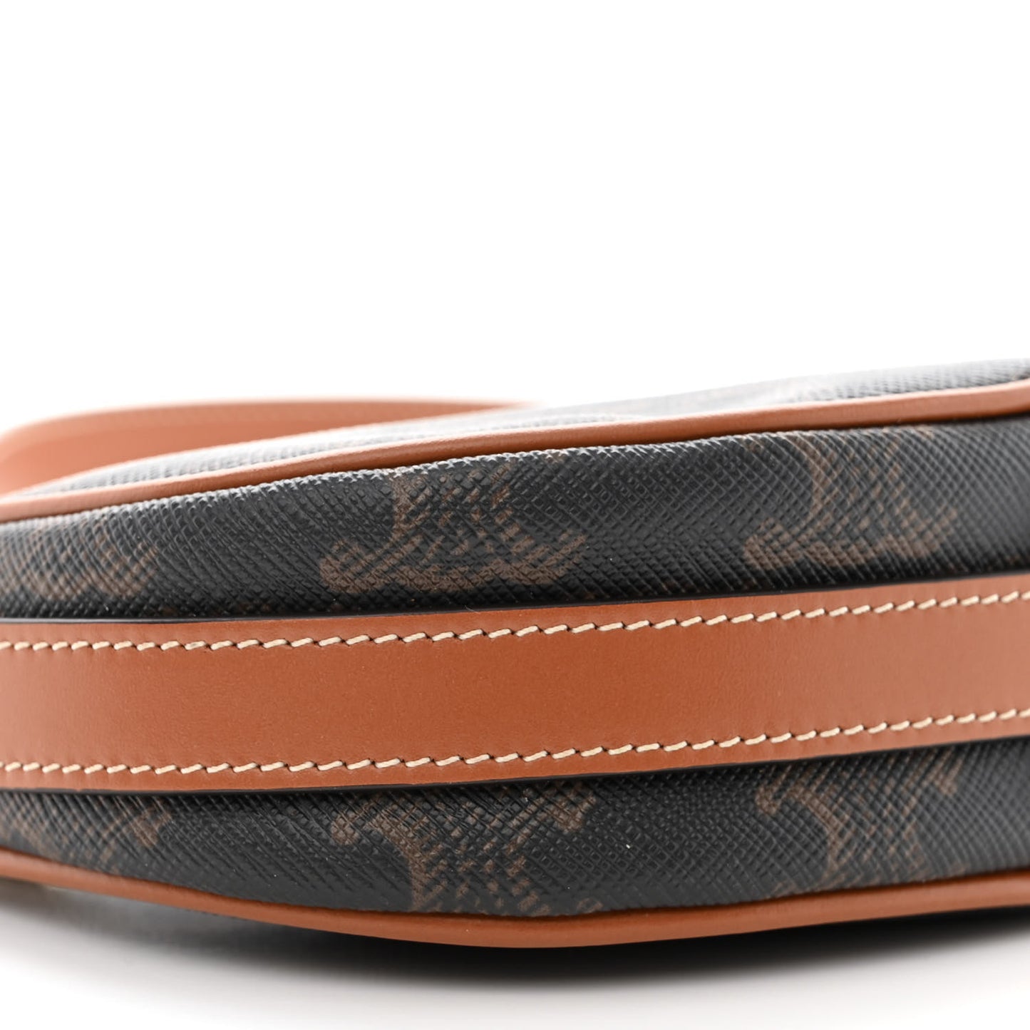Canvas Calfskin Mini Ava Triomphe Shoulder Bag Tan
