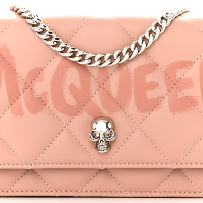 Alexander McQueen Calfskin Quilted Graffiti Skull Small Chain Crossbody Bag Rose Gold 7 of 10