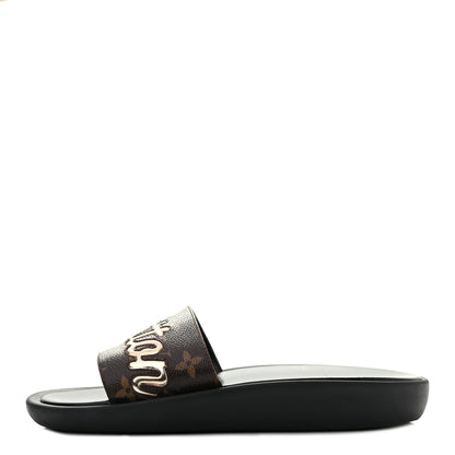 Louis Vuitton Metallic Calfskin Monogram Logo Sunbath Slide Sandals 39 1 of 9