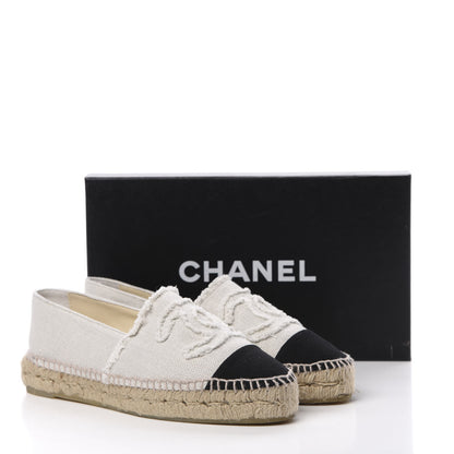 Chanel Linen CC Espadrilles 38 Beige Black 10 of 10