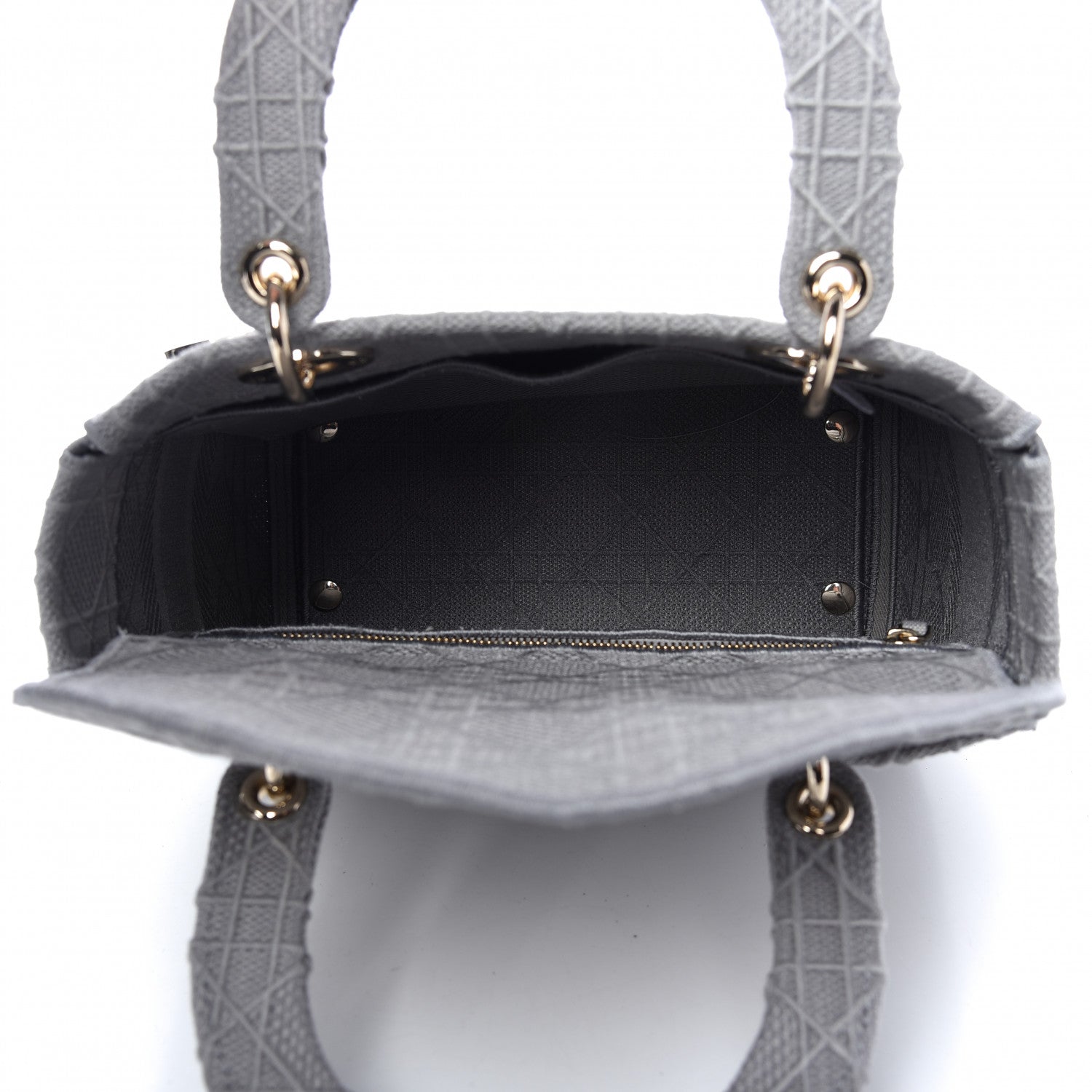 Christian Dior Canvas Embroidered Cannage Medium Lady D-Lite Gray 5 of 8