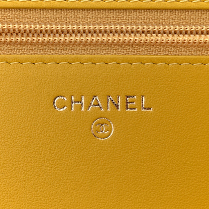 Chanel Caviar Chevron Quilted Boy Wallet On Chain WOC Yellow Yellow 6 of 15